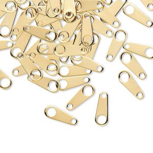 Chain tab 1pkg100 gold-plated, 10x4mm, brass
