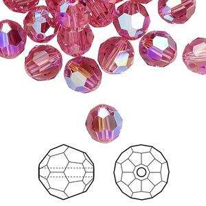 Bead 12pk rose shimmer, Crystal Passions&reg; 8mm round 5000