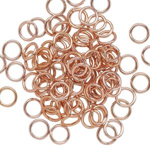 Jump ring 1pkg100 aluminum, 6mm round, 18 gauge / 4.2mm inside diameter / copper