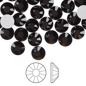 Flat back 288pk jet foil back, Preciosa Viva 12&reg; Czech crystal rhinestone 7-7.3mm chaton rose round SS34