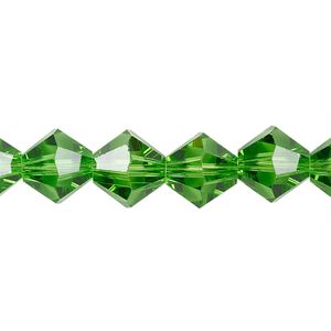 Bead 1pk transparent green, Celestial Crystal&reg; 10mm bicone 8 inch