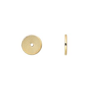 Bead 1pkg100 gold-finished, 10x1mm heishi, steel