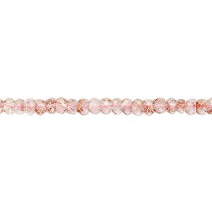Quartz crystal 1pkg1, hand-cut faceted rondelle bead 13 inch 3x2mm-4x3mm