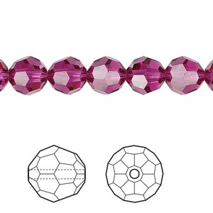 Bead 12pk fuchsia, Crystal Passions&reg; 8mm round 5000