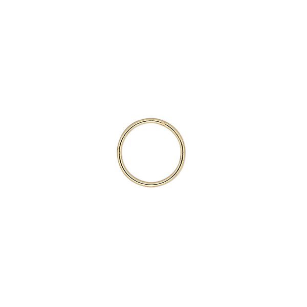 Jump ring 1pkg100 gold-plated, 10mm soldered closed round, 20 gauge / 8.3mm inside diameter / brass image number 0