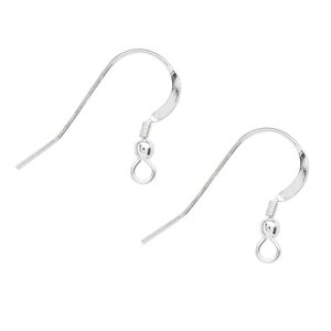 Ear wire fishhook 1pkg1000 sterling silver, 18mm flat / 2.5mm ball / 2.5mm coil / open loop, 22 gauge 500 pair