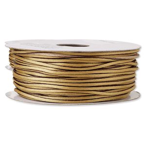 Cord, Satinique&trade;, nylon, tan / light brown / brown, 2mm regular with vertical stripe. Sold per 100-foot spool.