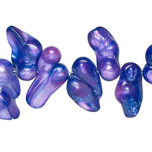 Pearl, cultured freshwater (dyed), midnight purple, 10x7mm-20x13mm baroque with 0.4mm hole, D grade, Mohs hardness 2-1/2 to 4. Sold per 15-inch strand.