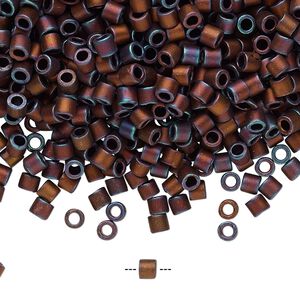 Seed bead, Delica&reg;, glass, pkg/50g, #8 round, opaque matte metallic iris dark purple (DBL-0323).