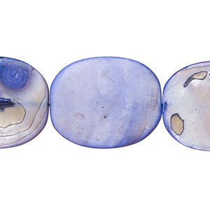 Mother-of-pearl shell 1pkg1, flat oval bead 15 inch light cobalt blue 23x19mm-24x19mm
