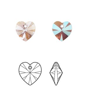 Drop 4pk light amethyst shimmer, Crystal Passions&reg; 10mm pendant heart 6228