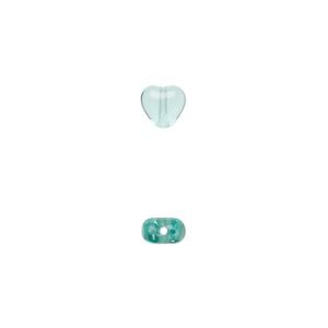Bead, Czech pressed glass, light aqua, 6.5x6mm heart. Sold per 15-1/2" to 16" strand, approximately 65 beads.