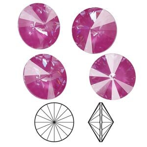 Chaton 4pk crystal orchid ignite LacquerPRO, Crystal Passions&reg; 14mm rivoli 1122