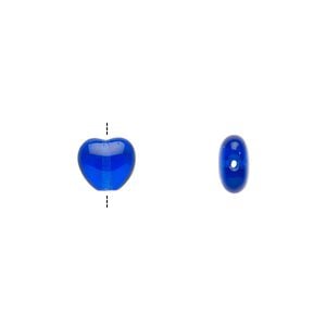 Bead, Czech pressed glass, cobalt, 8x7.5mm heart. Sold per 15-1/2" to 16" strand, approximately 50 beads.