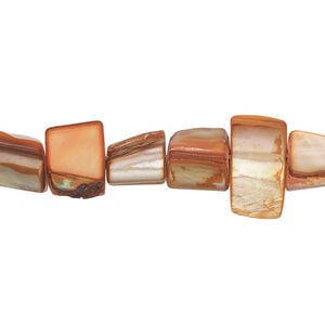 Mother-of-pearl shell 1pkg1, triangle tube bead 15 inch dark orange 6x6mm-13x9mm