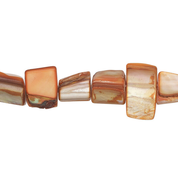 Mother-of-pearl shell 1pkg1, triangle tube bead 15 inch dark orange 6x6mm-13x9mm image number 0