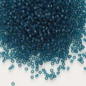 Seed bead, Delica&reg; 1pkg50g glass, #11 round, translucent matte dark teal light topaz / outside dyed (DB-0788)