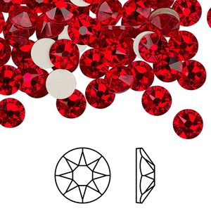 Flat back 144pk light Siam foil back, Crystal Passions&reg; 6.32-6.5mm rose round SS30 2088