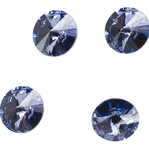 Chaton 4pk tanzanite foil back, Crystal Passions&reg; 14mm rivoli 1122