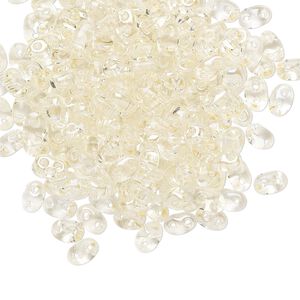 Seed bead, Preciosa Twin&trade; Czech glass, pkg/250g, 5x2.5mm oval, transparent blond flare clear, (20200).