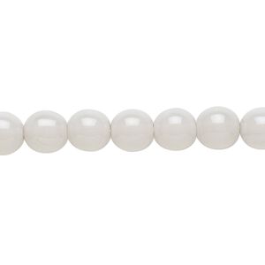 Bead, Czech dipped d&eacute;cor glass druk, silver grey, 8mm round. Sold per 15-1/2" to 16" strand.