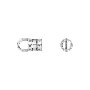Crimp end 1pkg2 silver-plated pewter, 7x6mm tube / loop / 4mm inside diameter, antiqued / JBB Findings