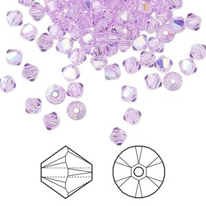 Bead 144pk violet AB, Crystal Passions&reg; 4mm bicone 5328