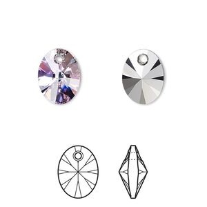 Drop 2pk crystal vitrail light P, Crystal Passions&reg; 12x9mm pendant mini oval 6028