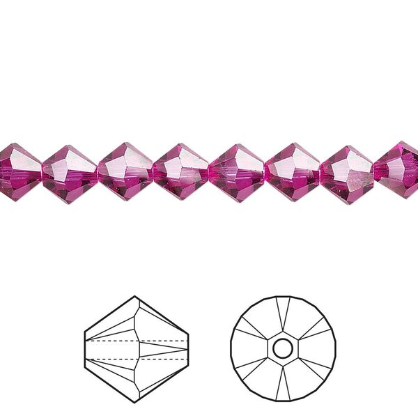 Bead 24pk fuchsia, Crystal Passions&reg; 6mm bicone 5328 image number 0