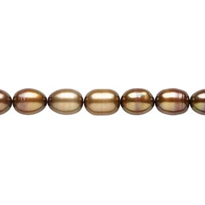 Pearl 1pkg1 cultured freshwater, 5-6mm rice C grade, 15 inch dyed terra cotta