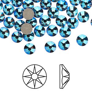 Flat back 1440pk black diamond shimmer foil back, Swarovski&reg; 4.6-4.8mm rose round SS20 2088