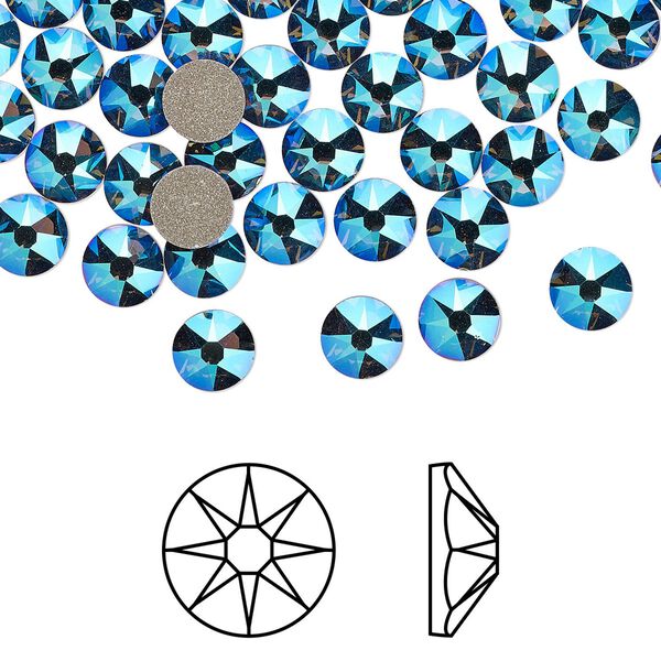 Flat back 1440pk black diamond shimmer foil back, Swarovski&reg; 4.6-4.8mm rose round SS20 2088 image number 0