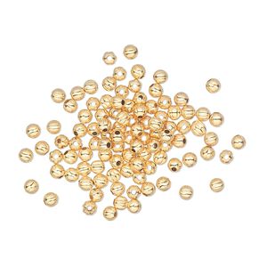 Bead 1pkg1000 gold-plated, 2.5mm corrugated round, brass