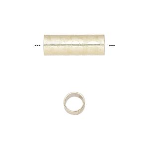 Bead 1pkg10 gold-finished, 18.5x6mm tube / damask, steel