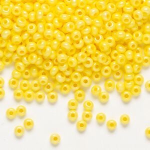 Seed bead, Preciosa Ornela Czech glass, pkg/500g, #8 rocaille, opaque terra dyed yellow luster chalkwhite, (16386).