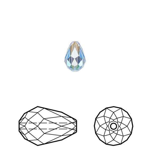 Bead 144pk aquamarine shimmer 2X, Swarovski&reg; 9x6mm teardrop 5500 image number 0