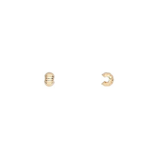 Crimp cover, gold-plated brass, 3mm corrugated round. Sold per pkg of 100. image number 0