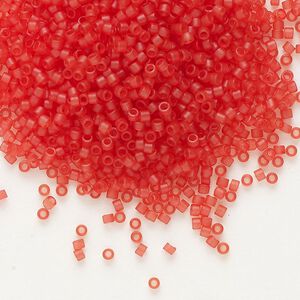 Seed bead, Delica&reg; 1pkg7.5g glass, #11 round, translucent matte watermelon light topaz / outside dyed (DB-0779)
