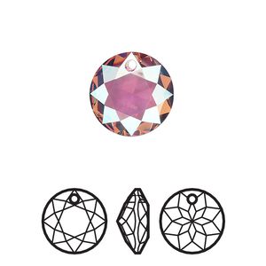 Drop 24pk light rose shimmer, Swarovski&reg; 14mm pendant classic cut 6430