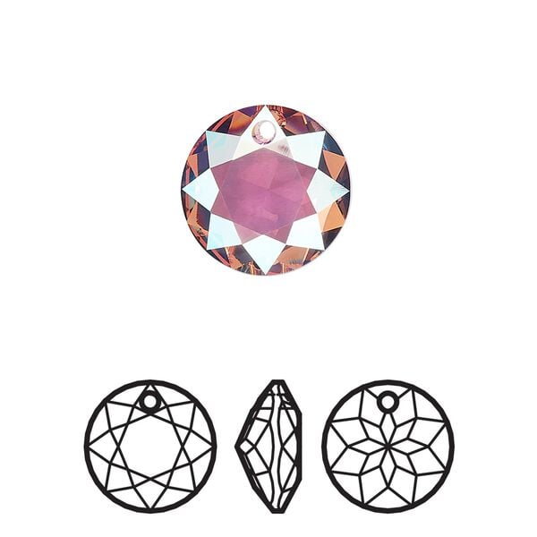 Drop 24pk light rose shimmer, Swarovski&reg; 14mm pendant classic cut 6430 image number 0