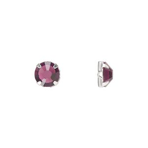 Bead 288pk rose montees amethyst silver plate, Preciosa Czech crystal 6.32-6.5mm round SS30