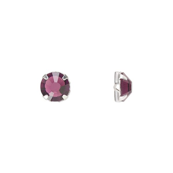 Bead 288pk rose montees amethyst silver plate, Preciosa Czech crystal 6.32-6.5mm round SS30 image number 0