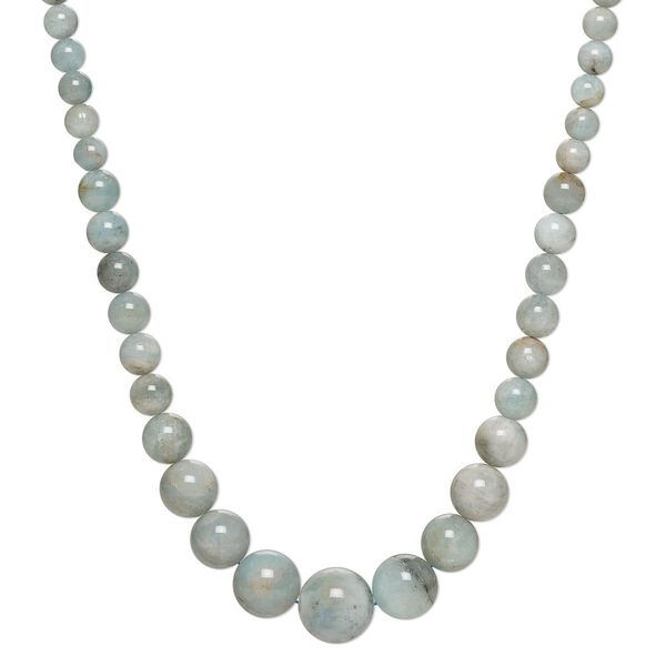 Aquamarine 1pkg1, round bead 18 inch graduated 7-19mm image number 0