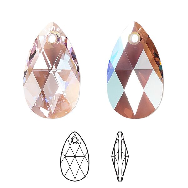 Drop 96pk light amethyst shimmer, Swarovski&reg; 22x13mm pendant pear 6106 image number 0