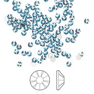Flat back 144pk denim blue AB foil back, Preciosa MAXIMA Czech crystal hotfix rhinestone 2.3-2.5mm chaton rose round SS8
