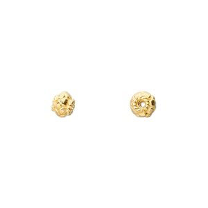 Bead 1pkg12 "vermeil" sterling silver, 5.5x5mm beaded rondelle