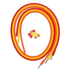 Necklace cord 1pkg3 silicone and stainless steel, red / orange / yellow, 3mm round, 20 inches with pop-style clasp.