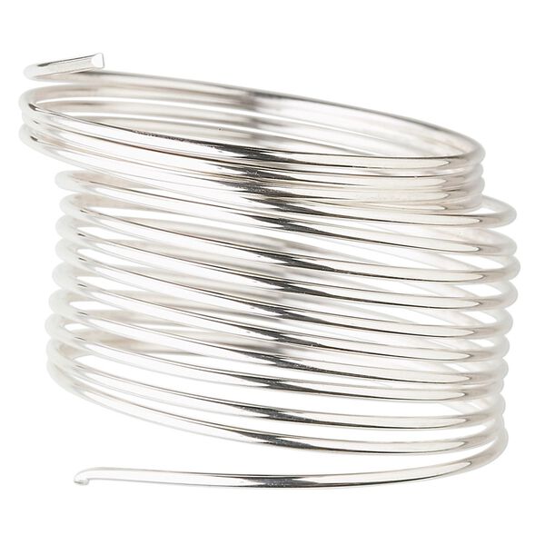 Wire, sterling silver, full-hard, round, 18 gauge. Sold per pkg of 5 feet. image number 0