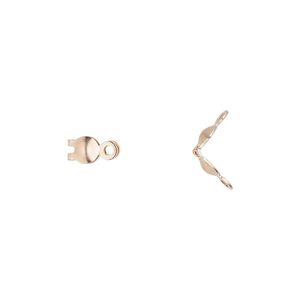 Bead tip bottom clamp-on 1pkg2 14Kt rose gold-filled, 6.5x3.5mm clamshell / 2 closed loops / 0.107 inch inside diameter, Hot Tips&reg;