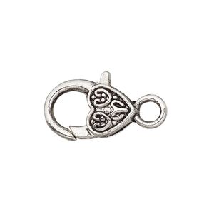 Clasp lobster claw 1pkg8 silver-plated "pewter" (zinc alloy), 19.5x12.5mm double-sided, antique 1-strand